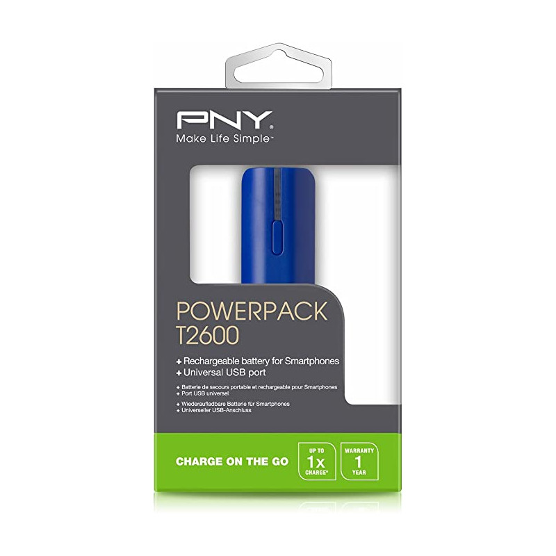 Batería Externa POWERPACK PNY T2600 mAh Color Azul