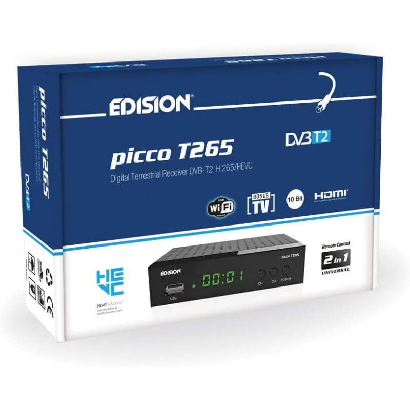 Receptor Full HD EDISION PICCO T265 Control Remoto
